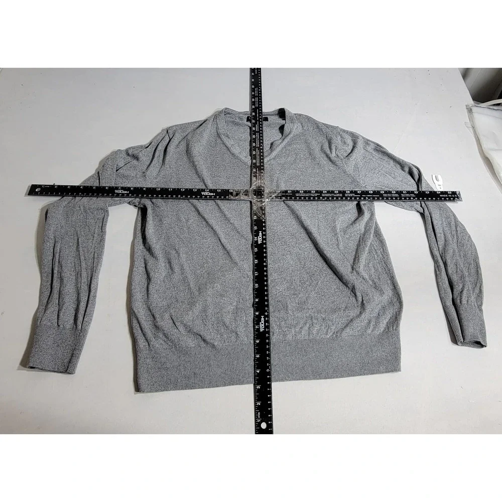 Banana Republic Mens Grey Silk Cotton Cashmere V-Neck Luxury Blend Sweater Large